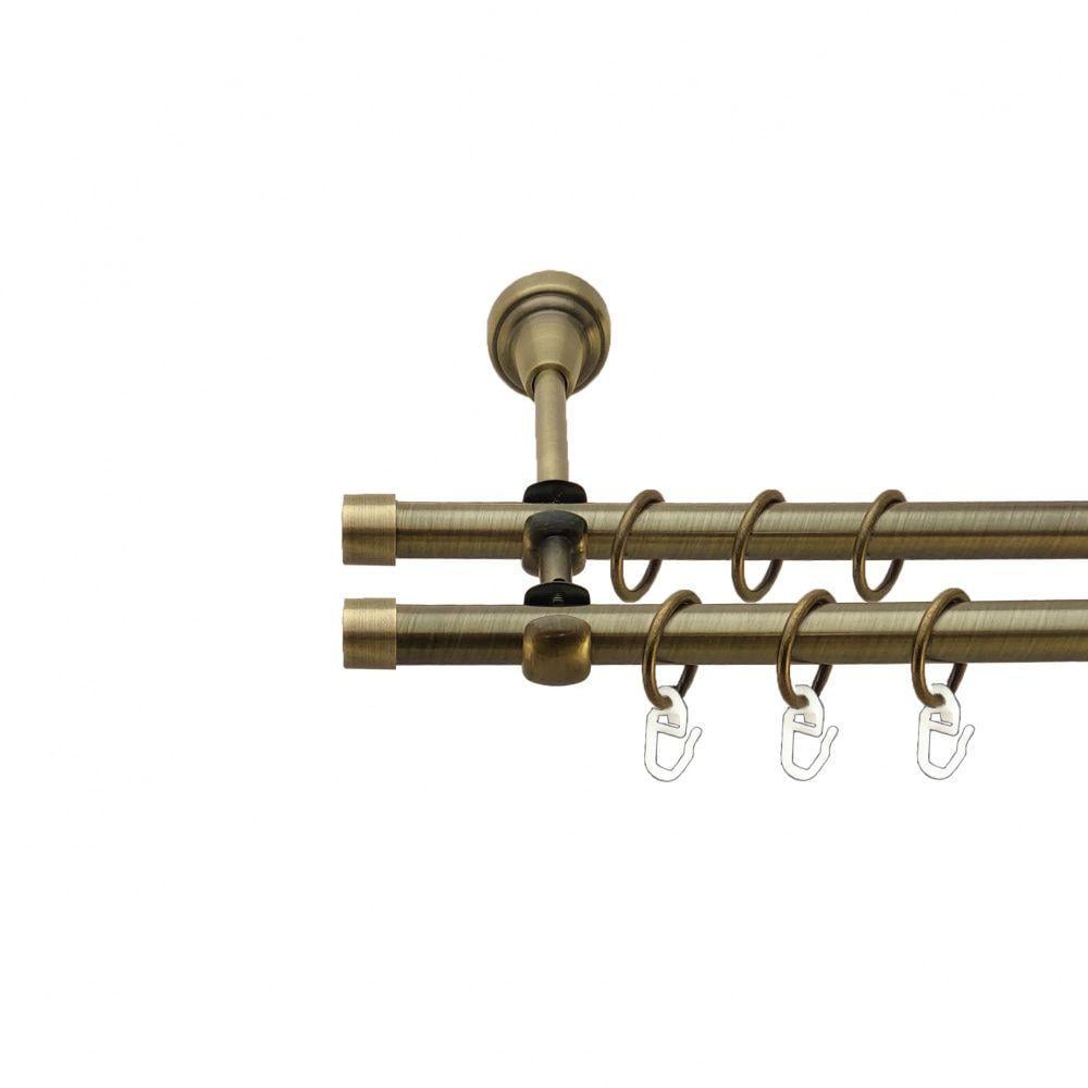 Карниз металевий Orvit Заглушка двохрядний відкритий 16/16 мм 320 см Антик (009-2323)