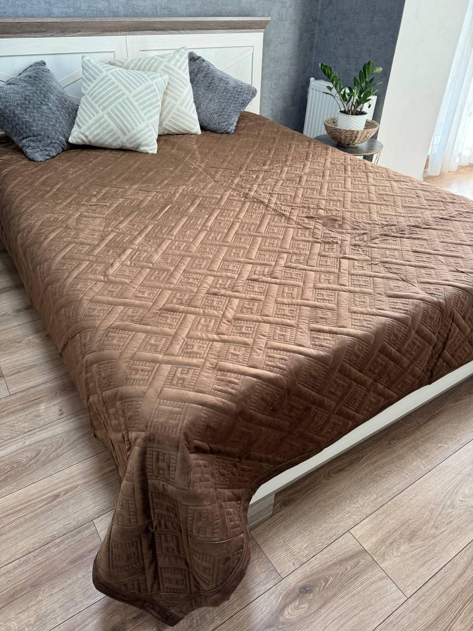 Плед велюровый Макси 230х260 см Коричневый (14070902) - фото 1