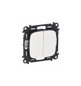 Выключатель Legrand Valena LIFE 2-клавишный автоматические клеммы алюминий