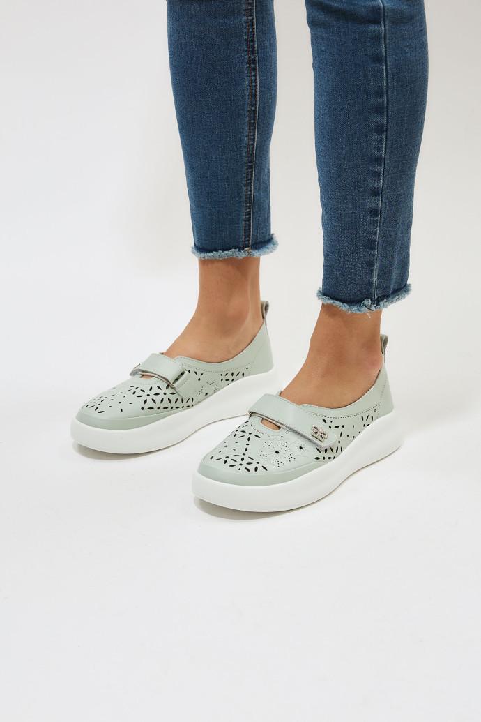 Мокасины женские ALLSY кожаные р. 38 Зеленый (195225) - фото 3