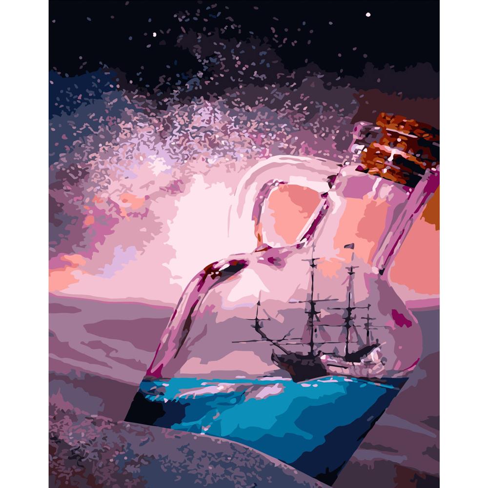 Картина по номерам Strateg Премиум Корабль в бутылке 40x50 см (GS197)