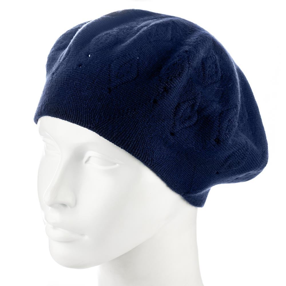 Берет женский Zolly ZH248 шерстяной двойной Темно-синий