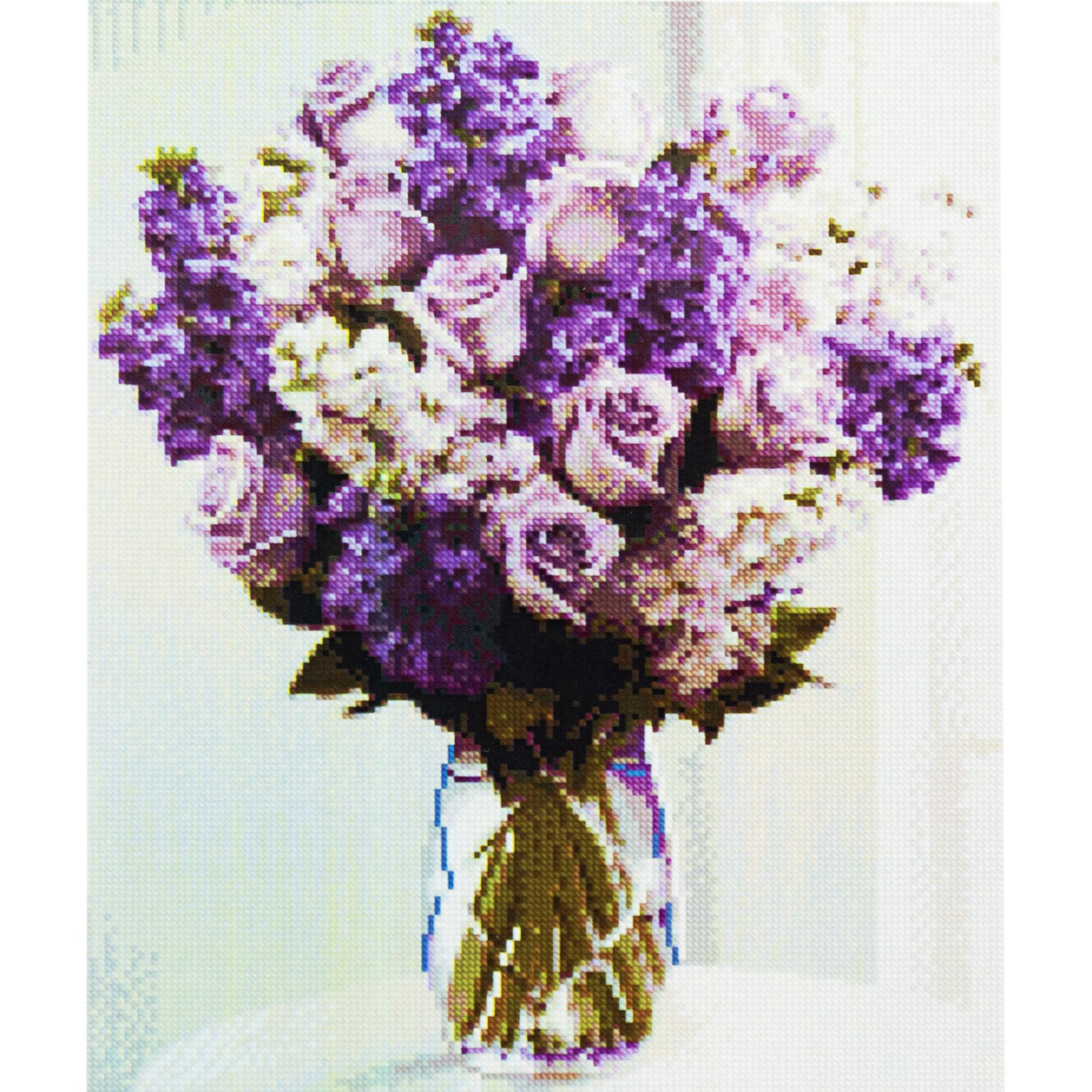 Алмазная мозаика Strateg Букет в сиреневых оттенках 40х50 см (Str-FA40130)