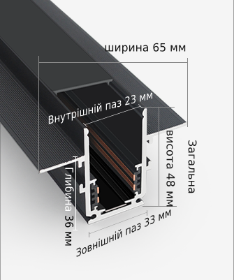 Магнитный трековый шинопровод Oledim OL02 48V встраиваемый 2 м Черный - фото 2