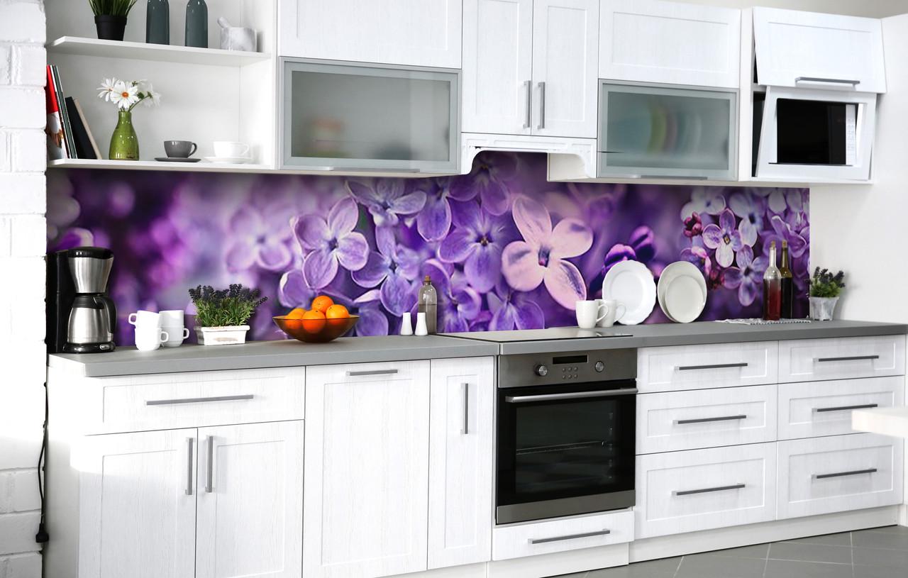 Кухонный фартук Соцветия Сирени/Макро виниловый самоклеющийся 600х2500 мм Фиолетовый