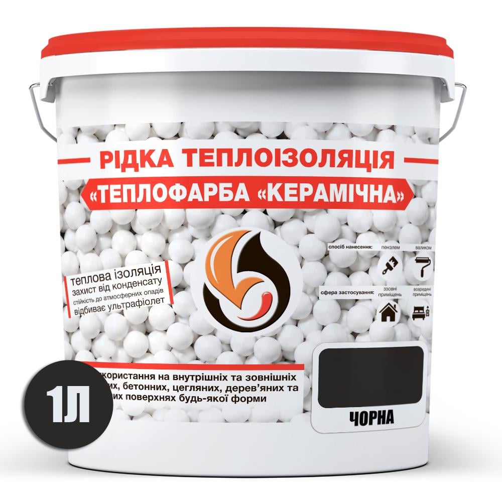 Рідка теплоізоляція Теплофарба Керамічна 1 л Чорний