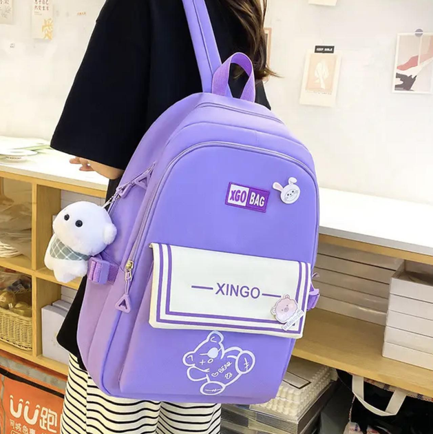 Школьный рюкзак для девочки XGO BAG 4в1 рюкзак/шоппер/пенал/сумочка Фиолетовый - фото 3 Школьный рюкзак для девочки XGO BAG 4в1 рюкзак/шоппер/пенал/сумочка Фиолетовый - фото 3