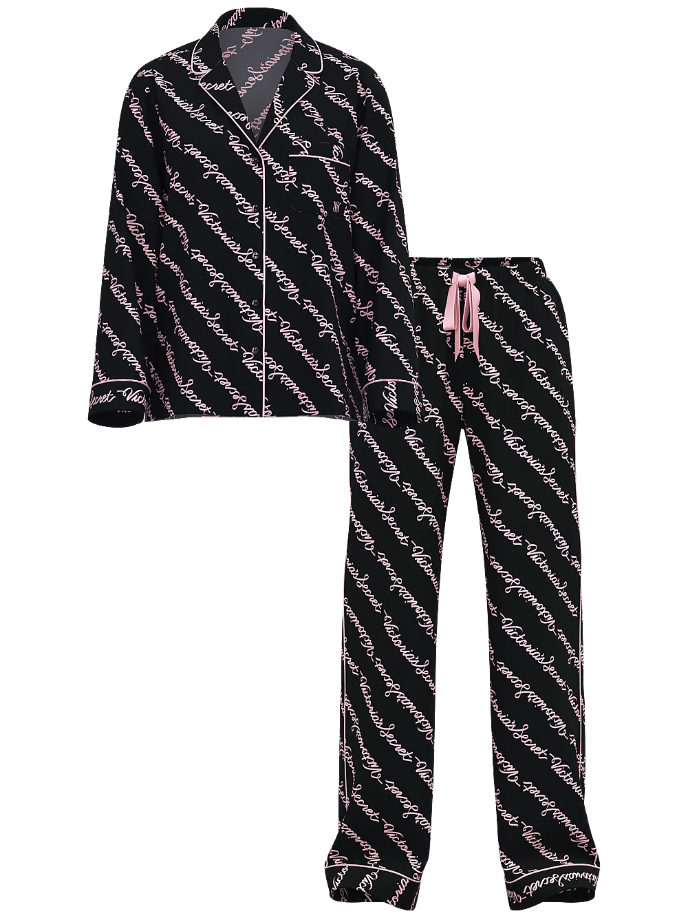 Піжама жіноча Victoria's Secret Flannel Long Pajama Set фланелева XS Чорний (21973023) - фото 3