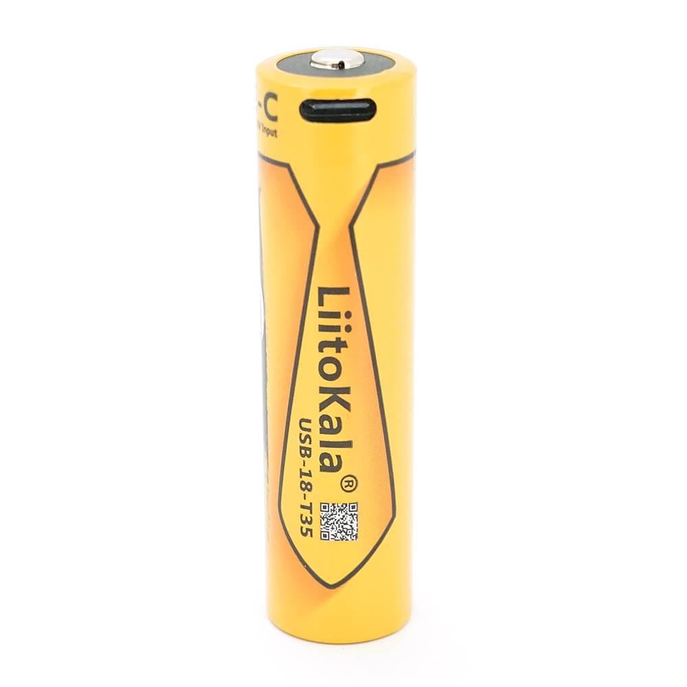 Акумулятор 18650 Li-Ion LiitoKala USB-18-T35 3500 mAh 3,7V Type-C 18,6х72 мм Yellow (38730)
