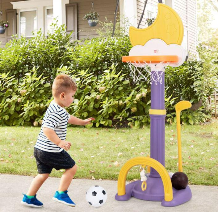 Детский игровой комплекс для игры в баскетбол/футбол/гольф/метание колец 4в1 (LJH65) - фото 3 Детский игровой комплекс для игры в баскетбол/футбол/гольф/метание колец 4в1 (LJH65) - фото 3