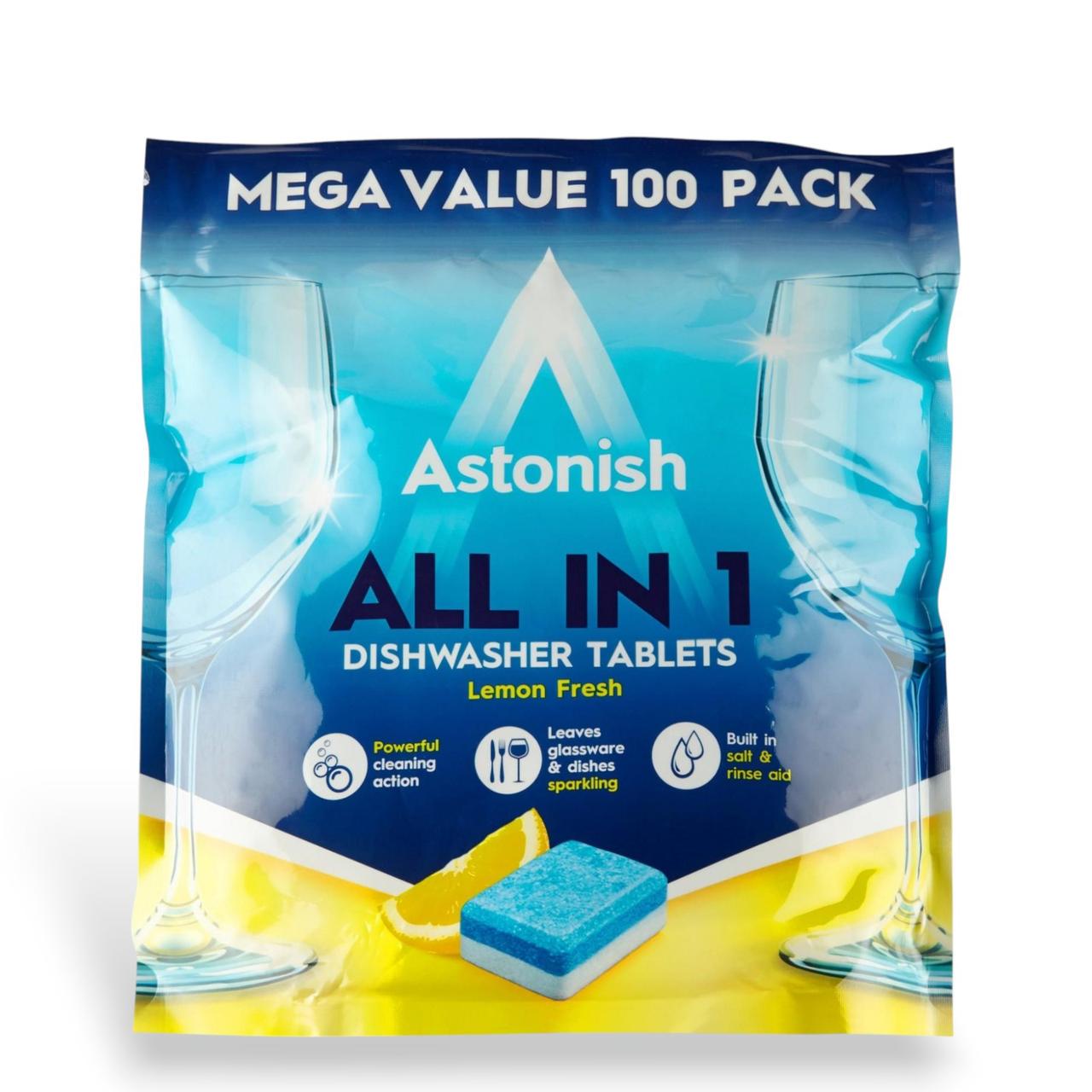 Таблетки для посудомийних машин Astonish Dishwasher Tablets Lemon Fresh Все в одному 100 шт.