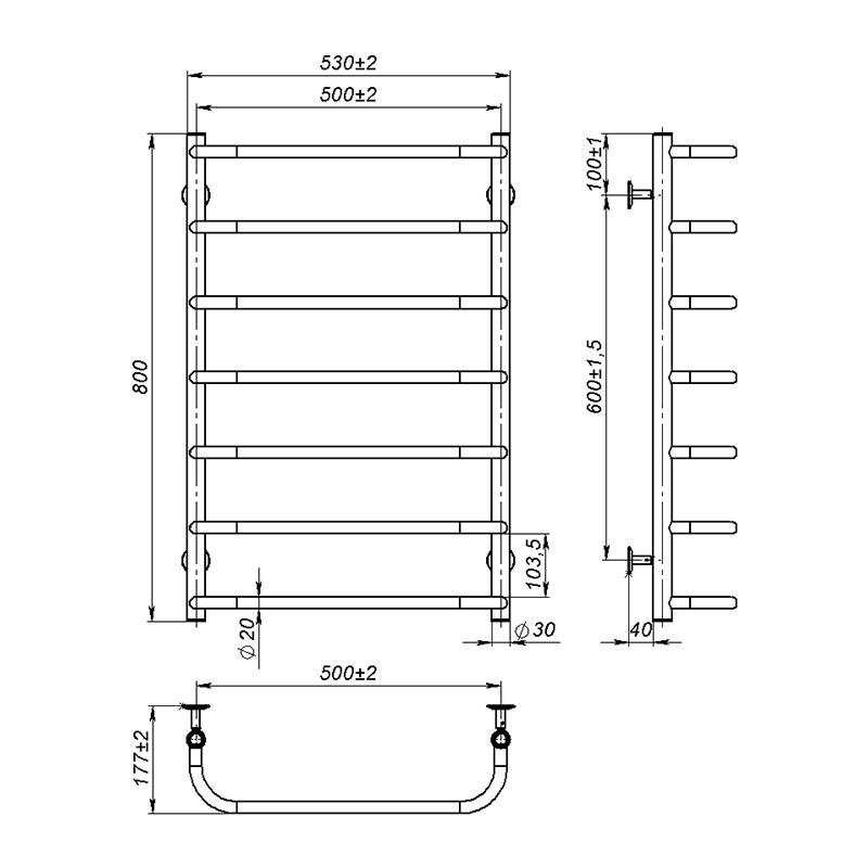 Полотенцесушитель Onlyheat Elaro 500/800/7 (67976) - фото 3 Полотенцесушитель Onlyheat Elaro 500/800/7 (67976) - фото 3