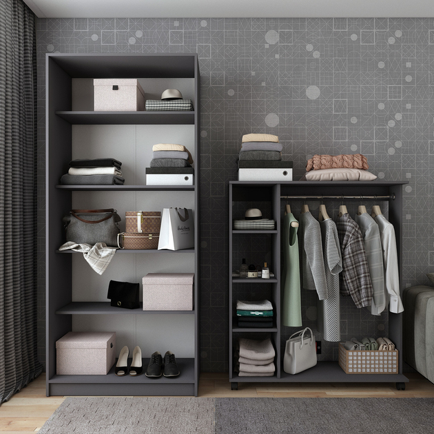 Шафа Doros Promo з полицями 90х48х204 см Графіт (42005101) - фото 3 Шафа Doros Promo з полицями 90х48х204 см Графіт (42005101) - фото 3