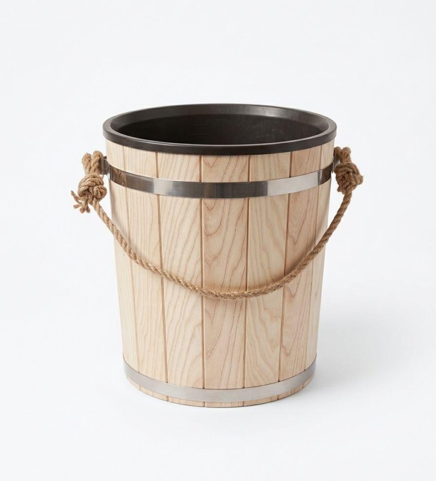 Ведро для бани из ясеня с пластиковой вставкой 17 л