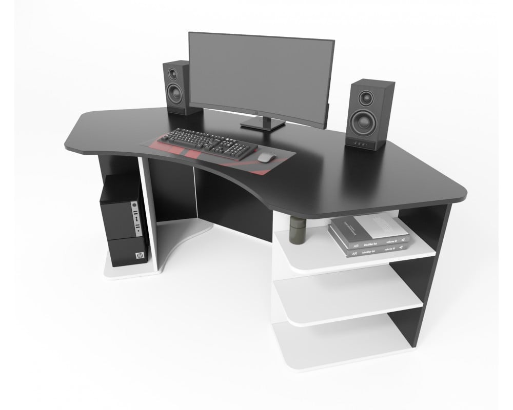 Компьютерный стол игровой Comfy Home Karbid Черный/Белый (645381d37f5fa265324070a1)