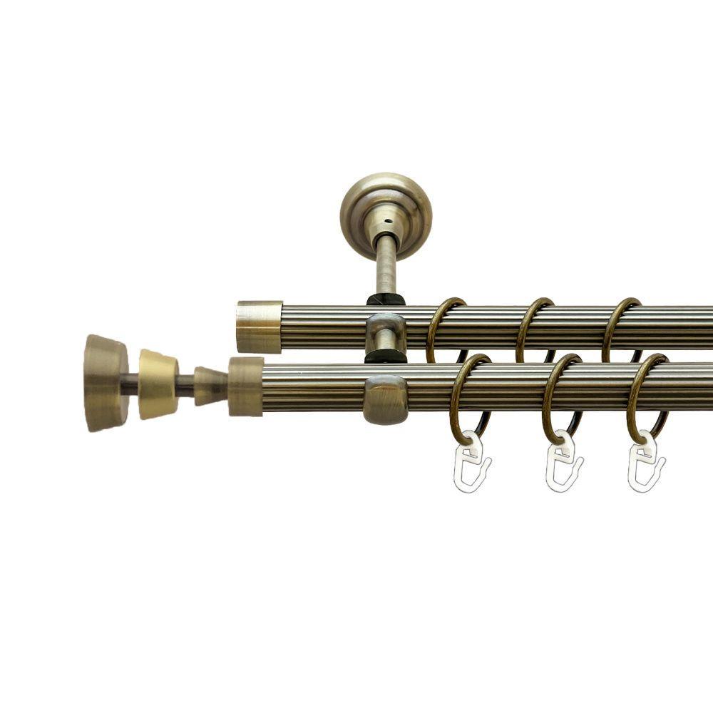 Карниз для штор Orvit Пирамиса двухрядный рифленый 19\19 мм 200 см Антик (00-00022126)