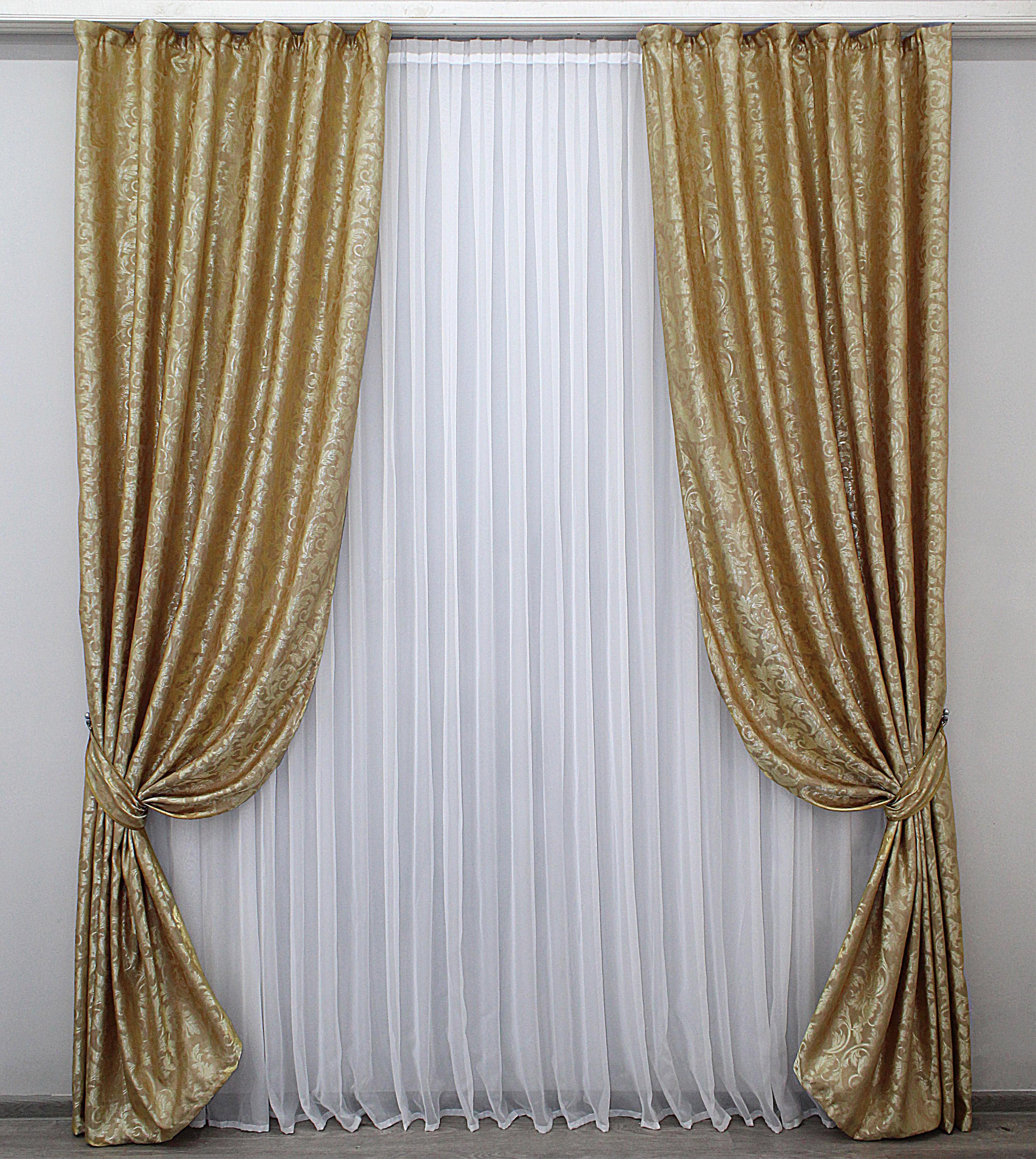 Комплект штор VR-Textil № 1139ш жаккард 150х270 см 2 шт. Золотистый (30-953)