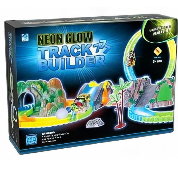 Трек 777-134 227 деталей/машинка на батарейках/підсвічування/неоновий трек в коробці