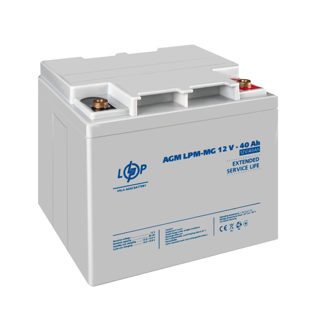 Акумулятор для ДБЖ мультигелевий LogicPower LPM-MG 12V 40 Ah 800 циклів (LP3874)