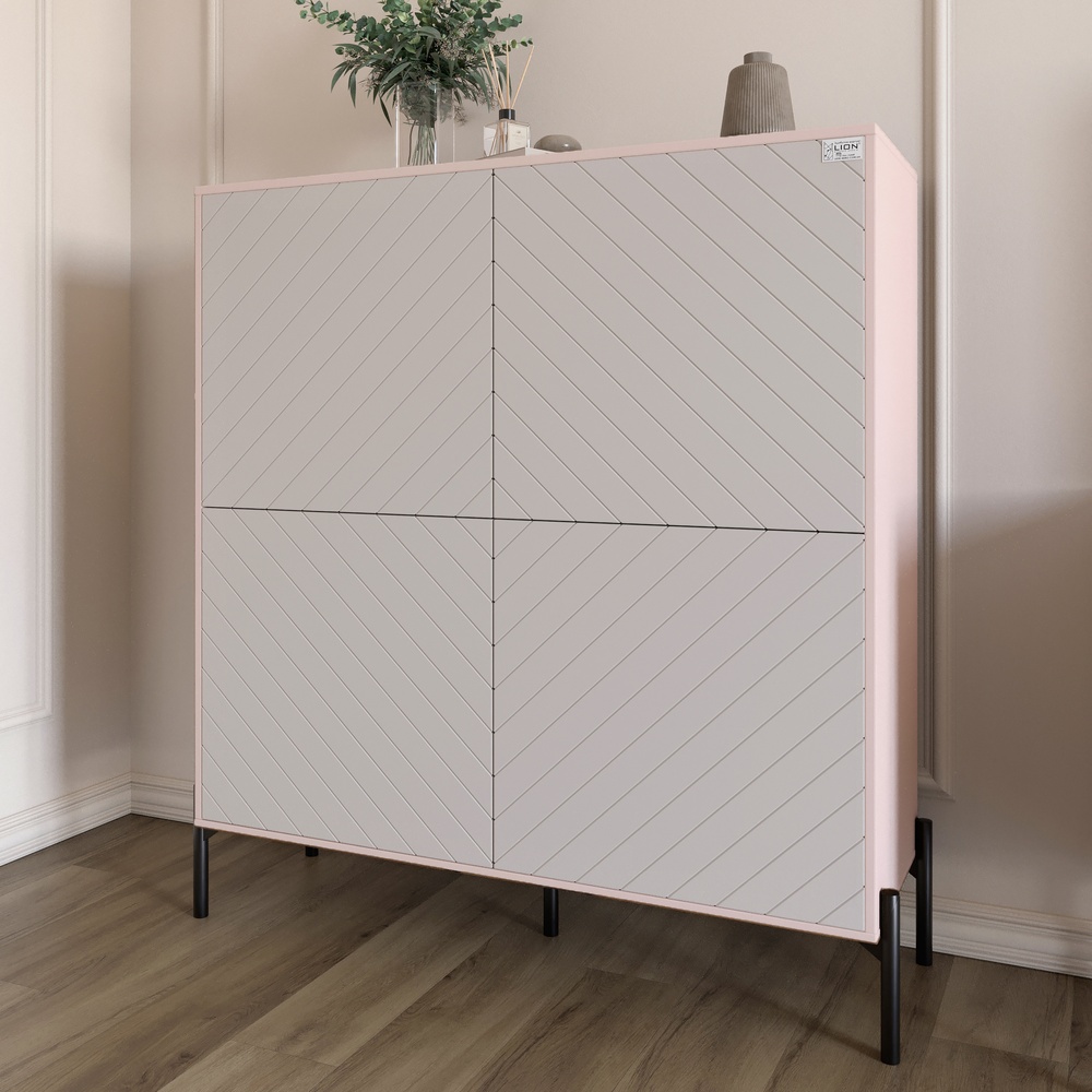 Комод-пенал Lion Амарант 114x40x126,5 см Розовый/Белый (LION-042009)