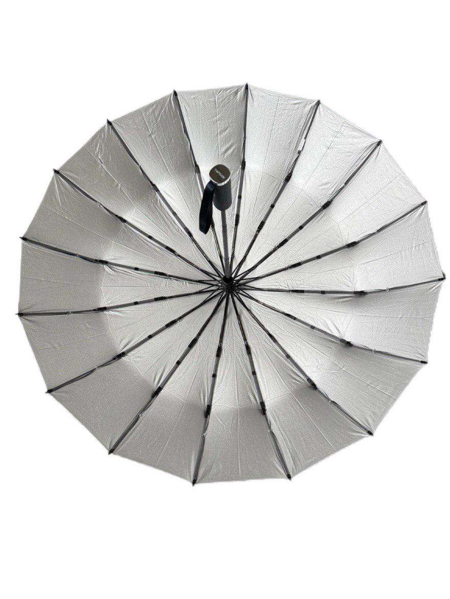 Парасолька-автомат Toprain Umbrella однотонна 16 спиць зі сріблом під куполом Смарагдовий (4016/8) - фото 2