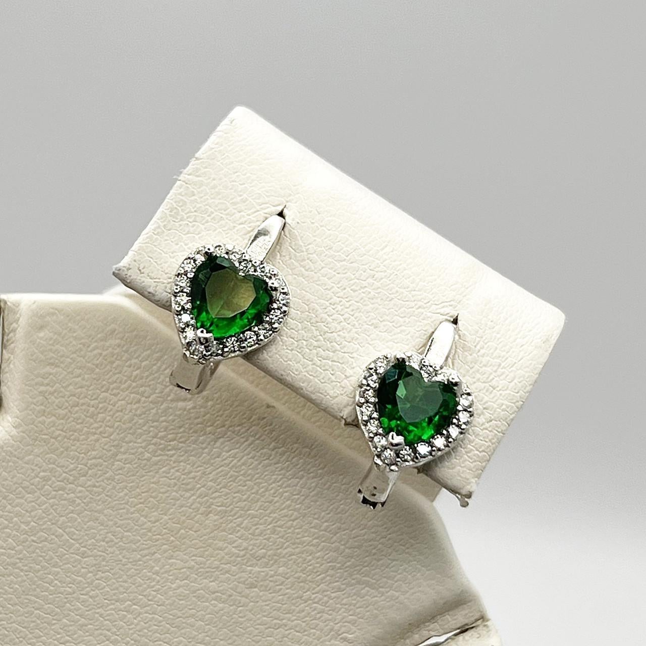 Серебряные серьги Сердце с кубическим цирконием 3,47 г (2490202288)
