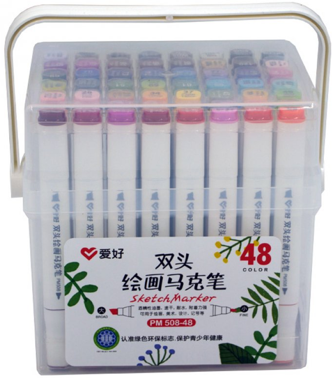 Набор скетч-маркеров для рисования двусторонних Aihao sketchmarker 48 шт. (PM508-48)