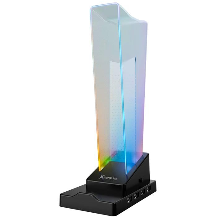 Подставка для наушников/гарнитуры USB-хаб Xtrike ME R GB 4xUSB2.0 HUB USB кабель 1,5м Black (HT-09)