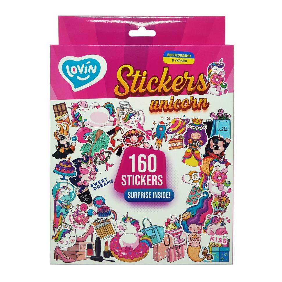 Набір стікерів Lovin 90015 Unicorn 160 наклейок