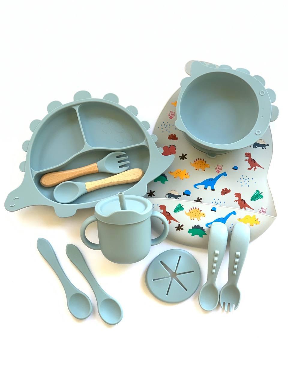 Набор силиконовой посуды для первого прикорма Дино Синий (2513)