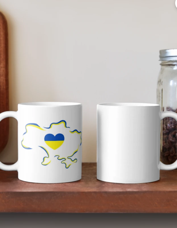 Чашка керамическая с принтом Украина сердце на карте 330 мл Белый (УКР402Ч) - фото 2 Чашка керамическая с принтом Украина сердце на карте 330 мл Белый (УКР402Ч) - фото 2