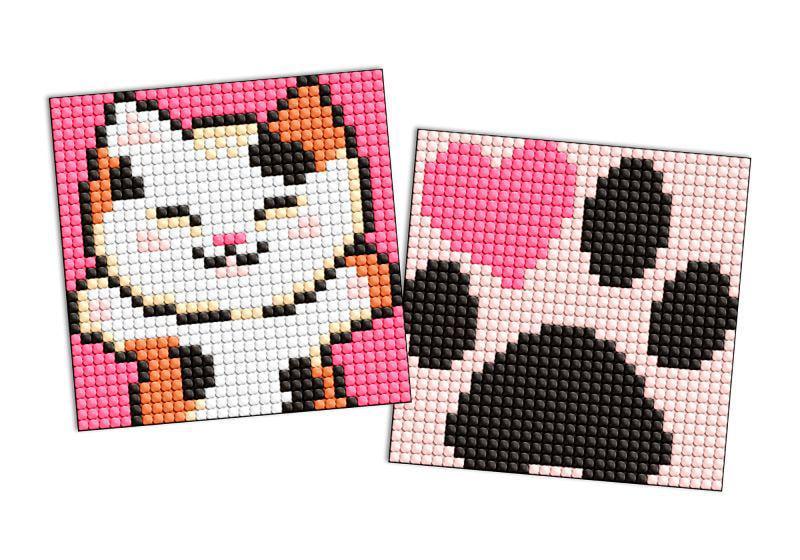 Алмазная мозаика на магните Ideyka Пушистые объятия из 2 сюжетов 9х9 см (Id-AMG1048)