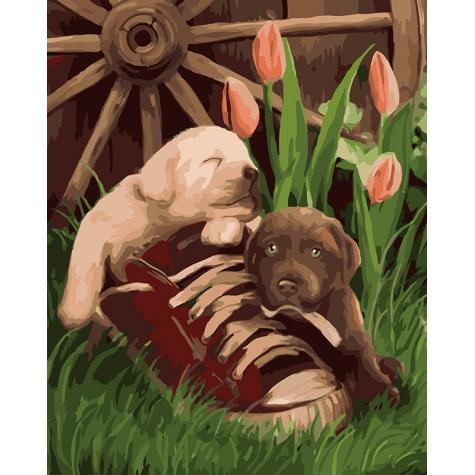 Картина по номерам Идейка Животные Наигрались в 40х50 см термопакете (КНО4102-mt)