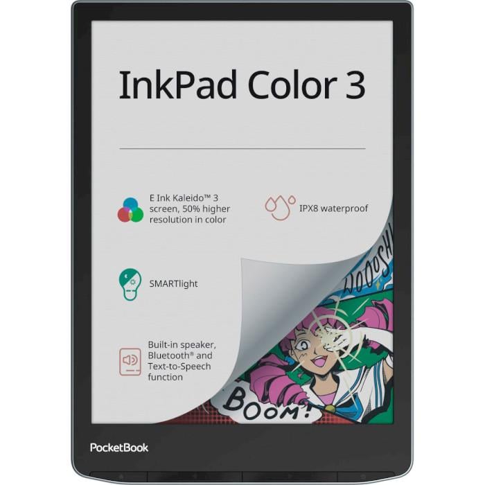 Электронная книжка PocketBook InkPad Color 3 PB743K3 E-Ink Kaleido 3 Quad core IPX8 Stormy Sea (3016a692)