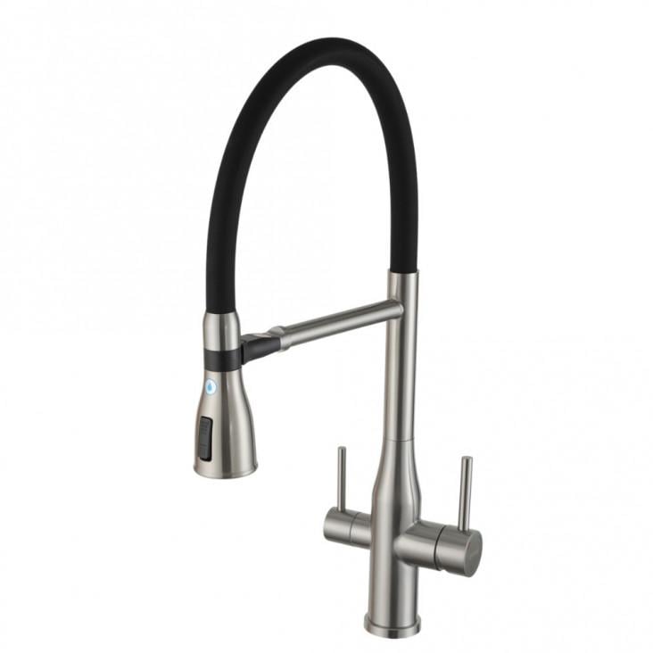 Смеситель для кухни Gappo G4399-75 на две воды с гибким изливом Черный сатин (1045708)