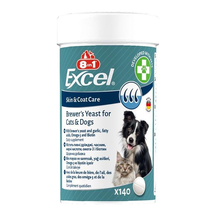 Вітаміни для собак та котів 8in1 Excel Brewers Yeast пивні дріжджі з часником для шкіри та шерсті 140 шт. (661823)
