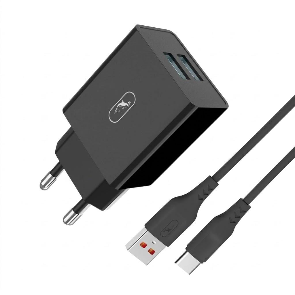 Зарядное устройство для SkyDolphin SC30T 10,5W 2хUSB-A 2,1A с кабелем USB Type-C Black (SDMZP-000171) Зарядное устройство для SkyDolphin SC30T 10,5W 2хUSB-A 2,1A с кабелем USB Type-C Black (SDMZP-000171)