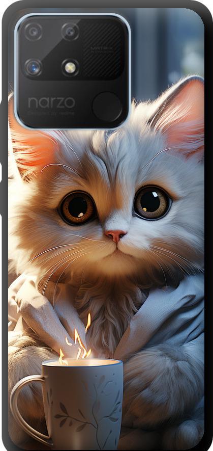 Чехол на Realme Narzo 50A White cat (5646b-2514-42517)