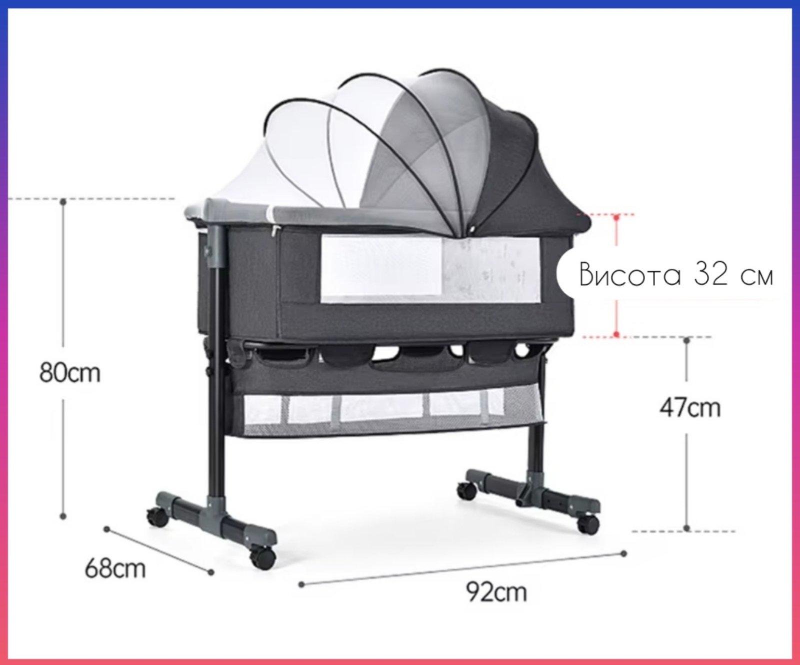 Многофункциональная приставная кроватка-качалка с пеленалным столиком - фото 2 Многофункциональная приставная кроватка-качалка с пеленалным столиком - фото 2