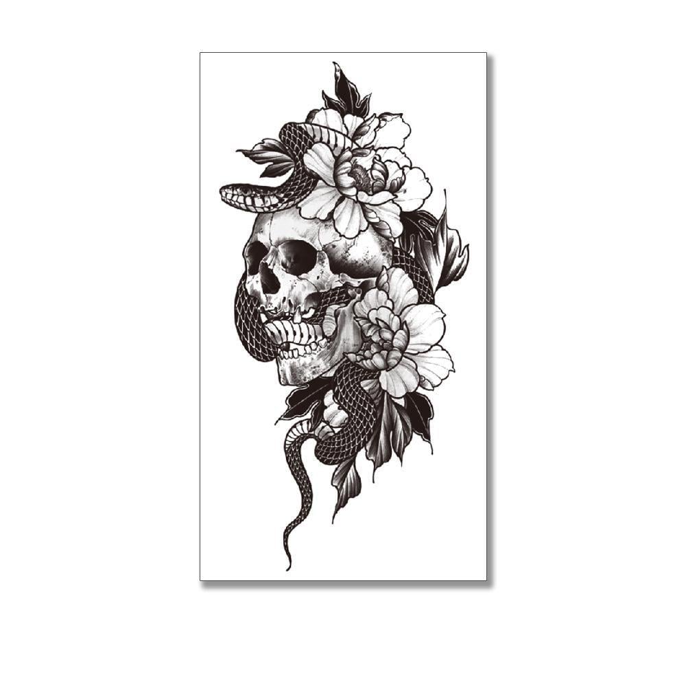 Тату тимчасове водостійке 3D велике Череп XQB-329 20х9,5 см (4506389)