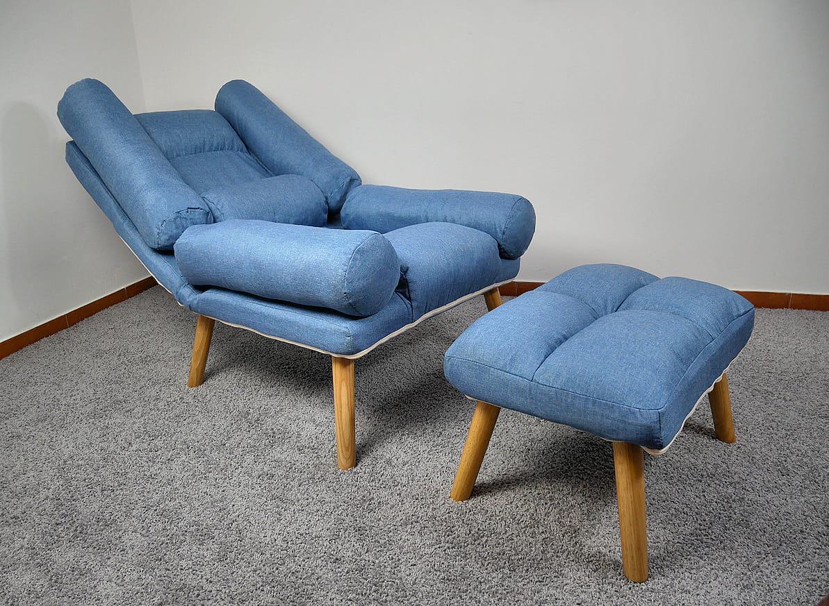 Кресло раскладное Uszak DIOR с подставкой для ног Синий (11910590) - фото 4 Кресло раскладное Uszak DIOR с подставкой для ног Синий (11910590) - фото 4