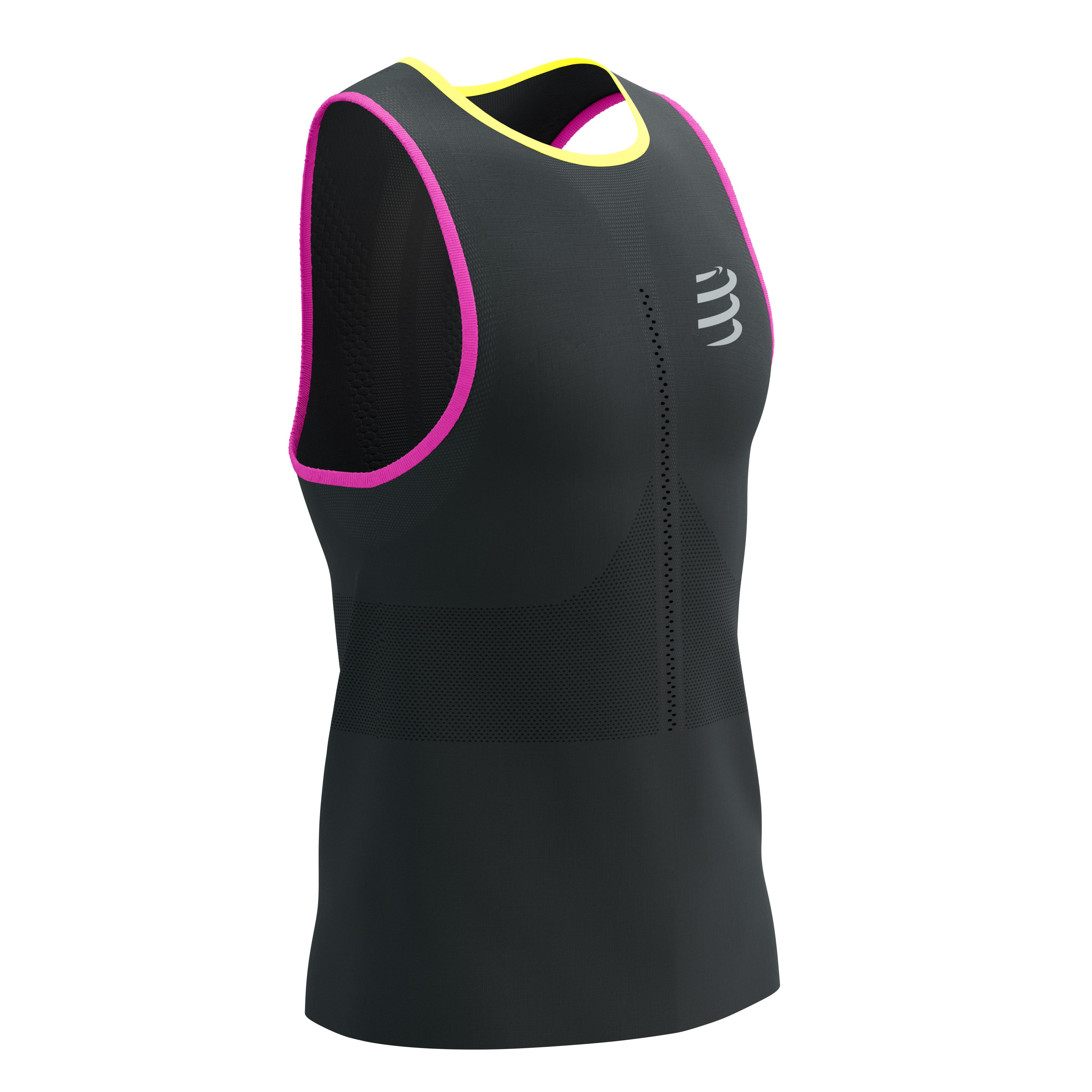 Майка чоловіча Compressport Pro Racing Singlet Black/Safe L Yellow/Neo Pink (19100548)