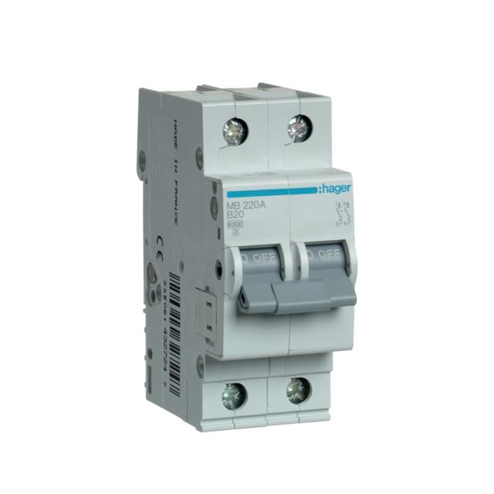 Автоматический выключатель Hager 2P 20A B 6 kA MB220A 2M