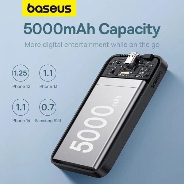 Повербанк BASEUS Magnetic 5000 mAh 20 W з бездротовою зарядкою Qi 15 W Black (P10022107113-00) - фото 5