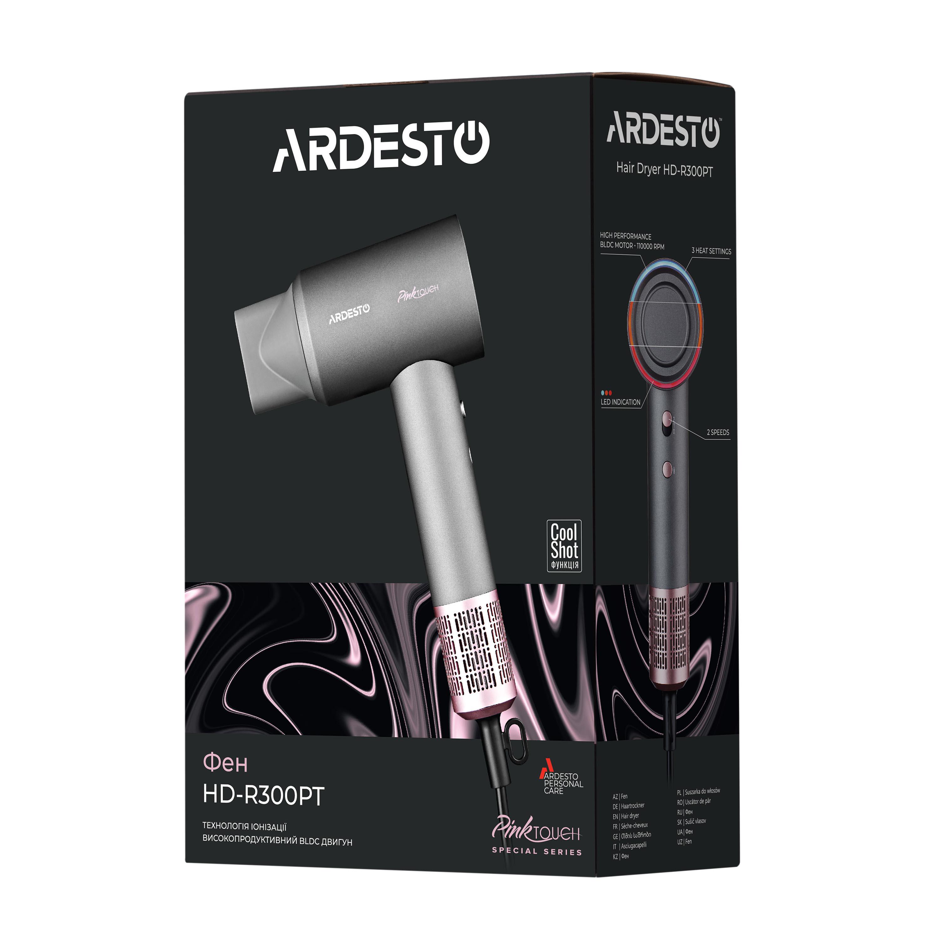 Фен Ardesto Pink Touch HD-R300 з магнітними насадками концентратор та дифузор Сіро-рожевий - фото 18