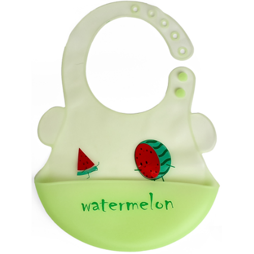 Слюнявчик-нагрудник Stenson MA-4900 з кишенею та малюнком 23х31 см Салатовий (28100601)