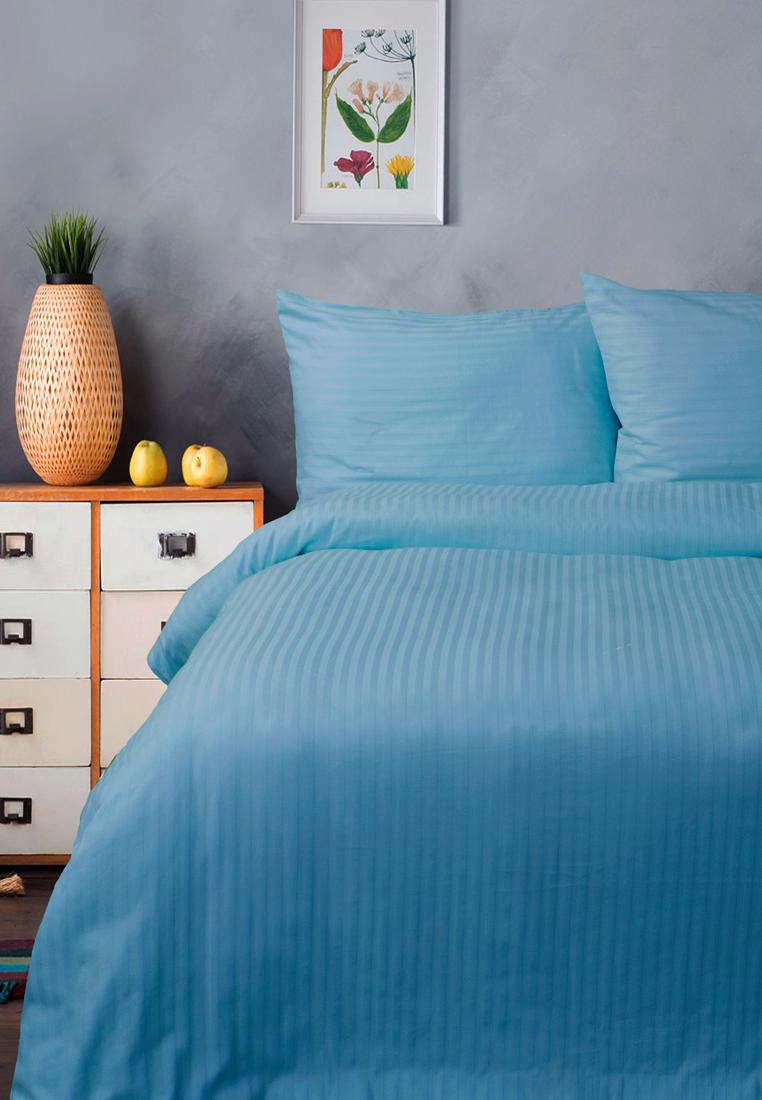 Підковдра Lotus Готель Сатин Страйп 1х1 200х220 Блакитний (2000022197090)
