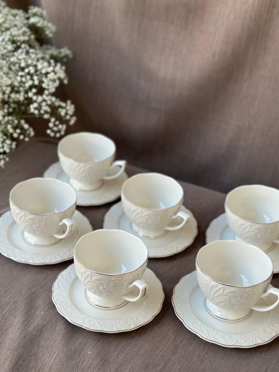 Сервиз кофейный Lefard фарфор с золотым кантом 90 мл 12 предметов Белый (359-485)