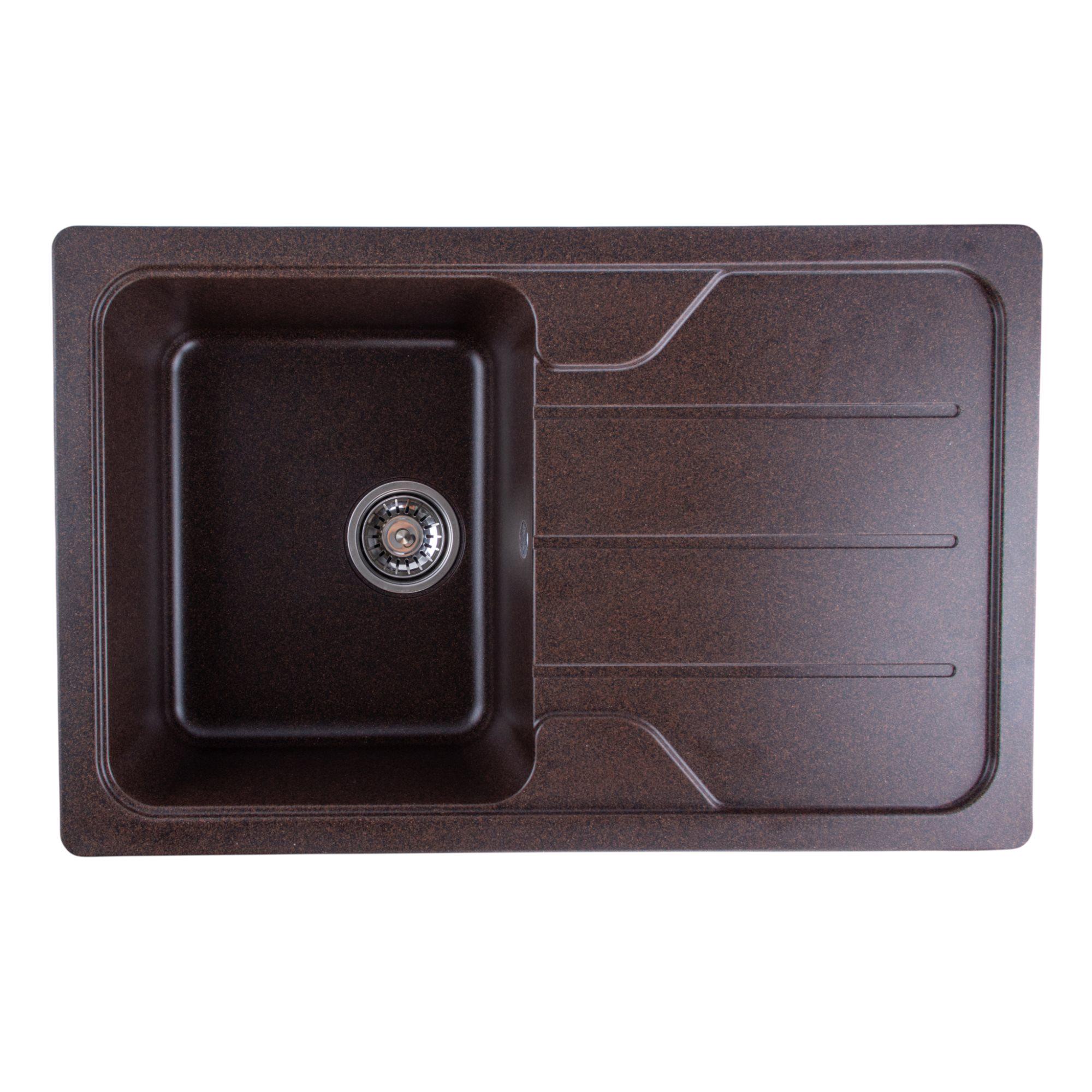 Мийка кухонна Platinum PLS-A25163 прямокутна гранітна 780x500 мм Коричневий (151319)