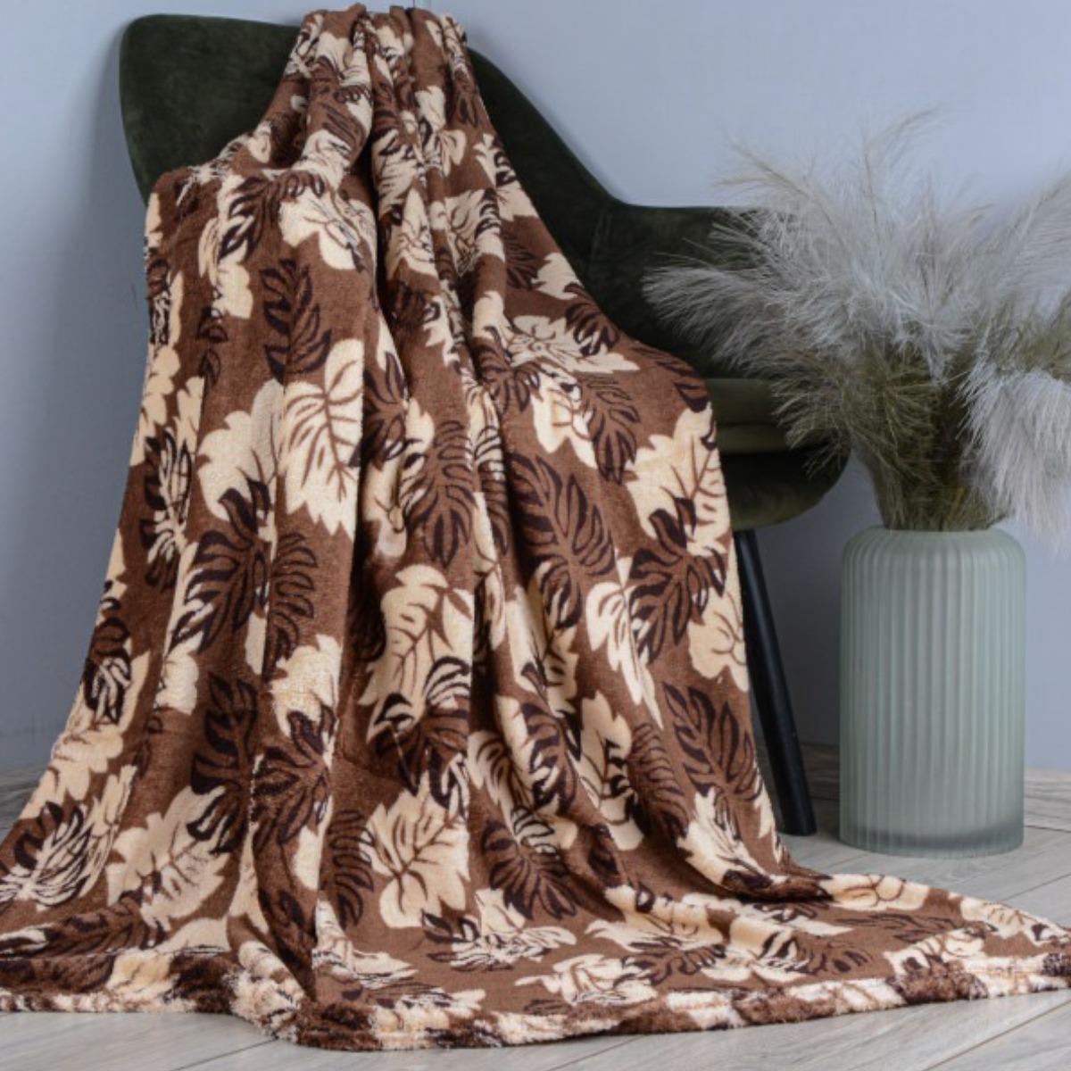 Плед Koloco двуспальный 180х220 см Темно-коричневый